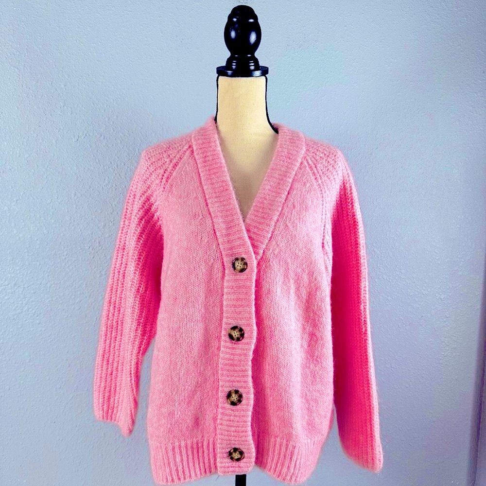 Pink Button-Up Women's Sweater